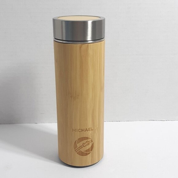 Ecologics Michael Infuser 16oz Tumbler Bamboo Travel Mug Stainless Steel Thermos - Picture 2 of 5